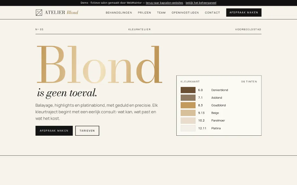 Voorbeeldsite Atelier Blond