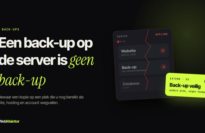 Server met website en back-up offline, terwijl een externe back-up veilig blijft